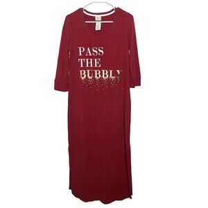 Soma Nightgown Red Scoop Neck Long Sleep Shirt Pass The Bubbly Lounge XS New a12